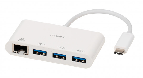 Vivanco Adapter USB tipC/LAN+HUB 0.1