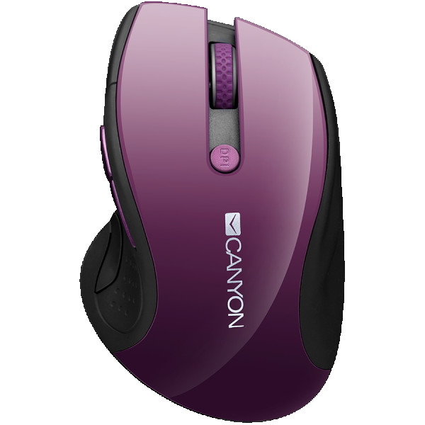 CANYON 2.4GHz wireless mouse with 6 buttons, optical tracking - blue LED, DPI 100012001600, Purple pearl glossy, 113x71x39.5mm, 0.07kg ( CN