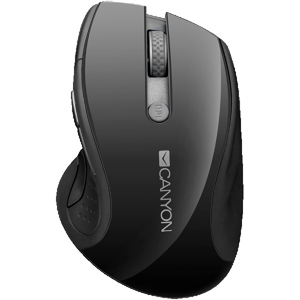 CANYON 2.4GHz wireless mouse with 6 buttons, optical tracking - blue LED, DPI 100012001600, Black pearl glossy, 113x71x39.5mm, 0.07kg ( CNS