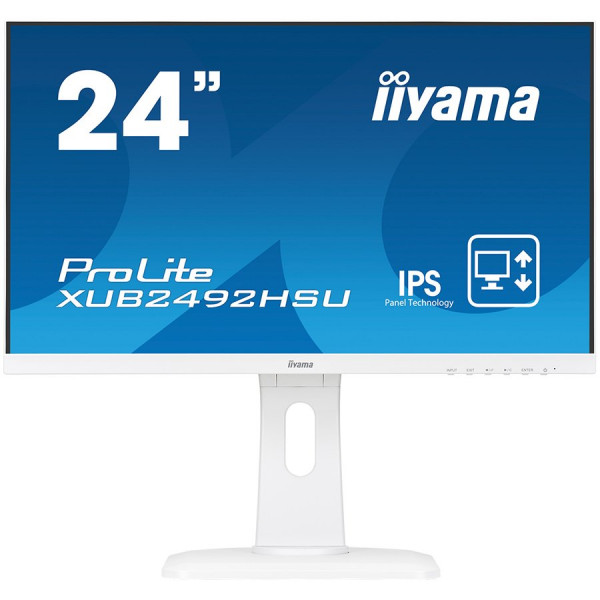 IIYAMA Monitor Prolite, 24'' WHITE, ETE ULTRA SLIM LINE , 1920x1080, ETE IPS-panel, 13cm Height Adj. Stand, Pivot, 250 cdm˛, Speakers, VGA, 
