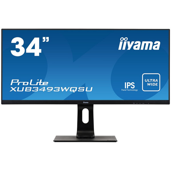 Iiyama Monitor Ultra Wide XUB3493WQSU-B1 34'' IPS Flat 21:9 3440 x 1440 @75Hz, 400 cdm˛ typical, 4ms, 2xHDMI, 1xDP, USB, height, swivel, tilt, VESA, 3y ( XUB3493WQSU-B1 ) 