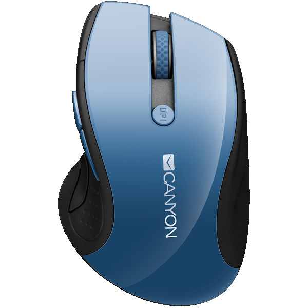 CANYON 2.4GHz wireless mouse with 6 buttons, optical tracking - blue LED, DPI 100012001600, Blue Gray pearl glossy, 113x71x39.5mm, 0.07kg (