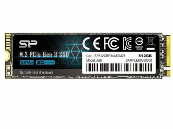 SILICON POWER A60 512GB SSD, M.2 2280, PCIe Gen3x4, SLC Cache, ReadWrite: 22001600 Mbs ( SP512GBP34A60M28 ) 