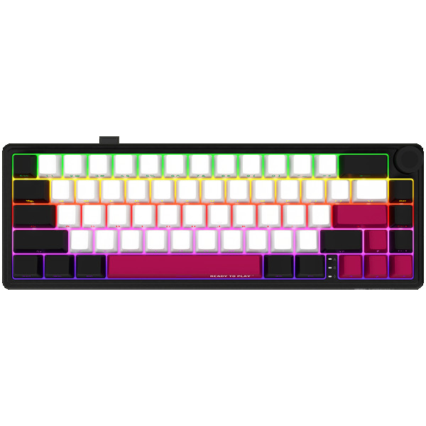 Wireless mechanical gaming keyboard Pro, 2.4 GHz, BT, RGB Backlight, 16 modes, 66 keys, 50M presses, linear Lorgar Toxic Purple switches, m