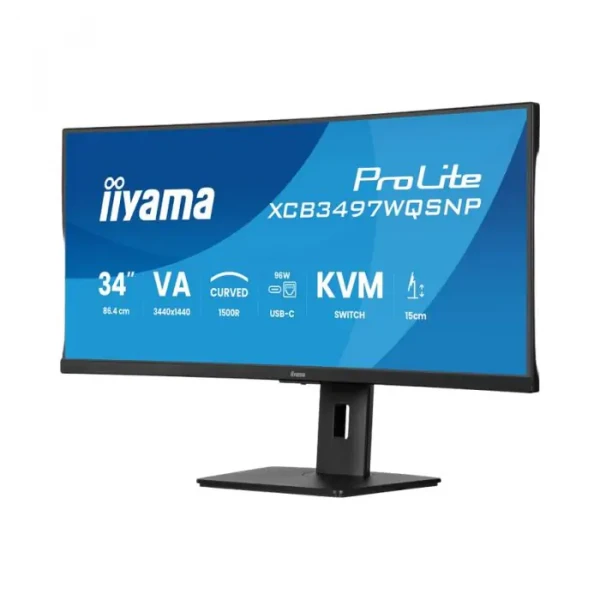34'' UW Curved VA-panel, 3440x1440-120Hz, 350cdm, 0,4ms MPRT, Speakers,USB-C Dock (LANKVM95W PD),DisplayPort, 2xHDMI,USB HUB (2x3.2 2xC) ,Ad