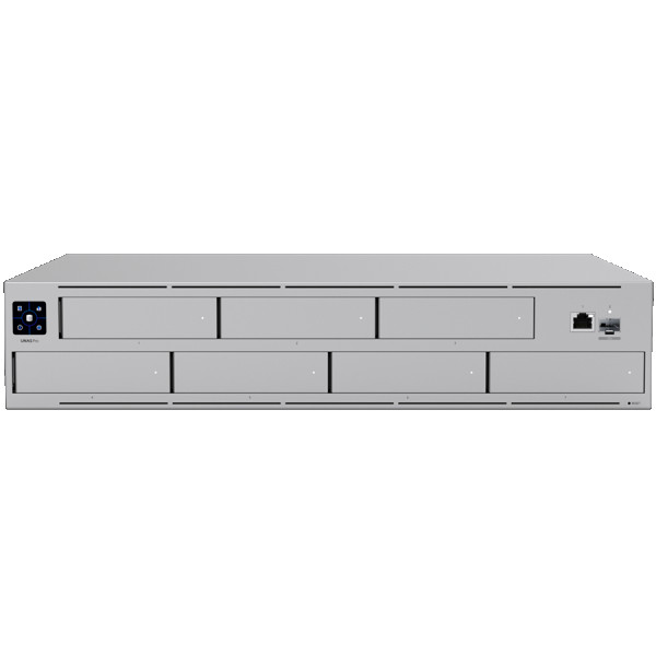 Ubiquiti UNAS-Pro-EU 2U rack-mount NAS with (7) 2.53.5'' drive bays and 10 Gbps performance designed for large-scale file storage and sharin