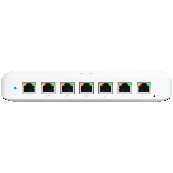 Ubiquiti USW-Ultra-210W-EU compact, Layer 2, 8-port GbE PoE switch with versatile mounting options, 7x GbE PoE+ output ports, GbE port with