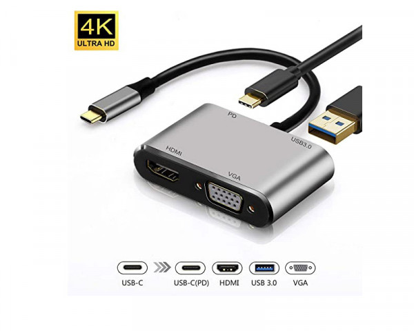 Adapter kon.USBC/HDMI4k+VGA+tC
