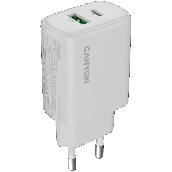 CANYON charger OnCharge 250 25W 1xPD 1xQC EU White ( CNE-CHA250-21 ) 