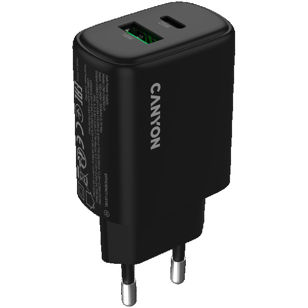 CANYON charger OnCharge 250 25W 1xPD 1xQC EU Black ( CNE-CHA250-31 ) 
