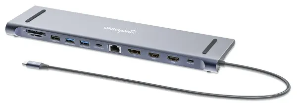 Docking station Manhattan 12in1 USB-C 100W-2xHDMIDPGLAN3xUSBUSB-C 190305