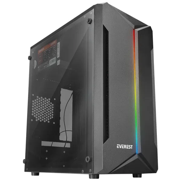 Kuciste Everest Saber 250W Akrilna stranica, M-ATXRGB strip