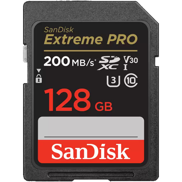 SANDISK Extreme PRO 128GB SDXC Memory Card + 2 years RescuePRO Deluxe up to 200MBs & 90MBs ReadWrite speeds, UHS-I, Class 10, U3, V30 ( SDS